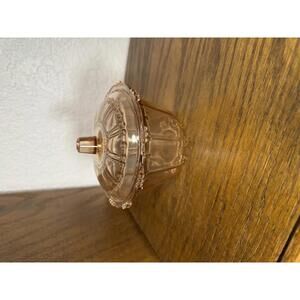 Vintage KIG Indonesia Pink Glass Lidded Candy Box Dish